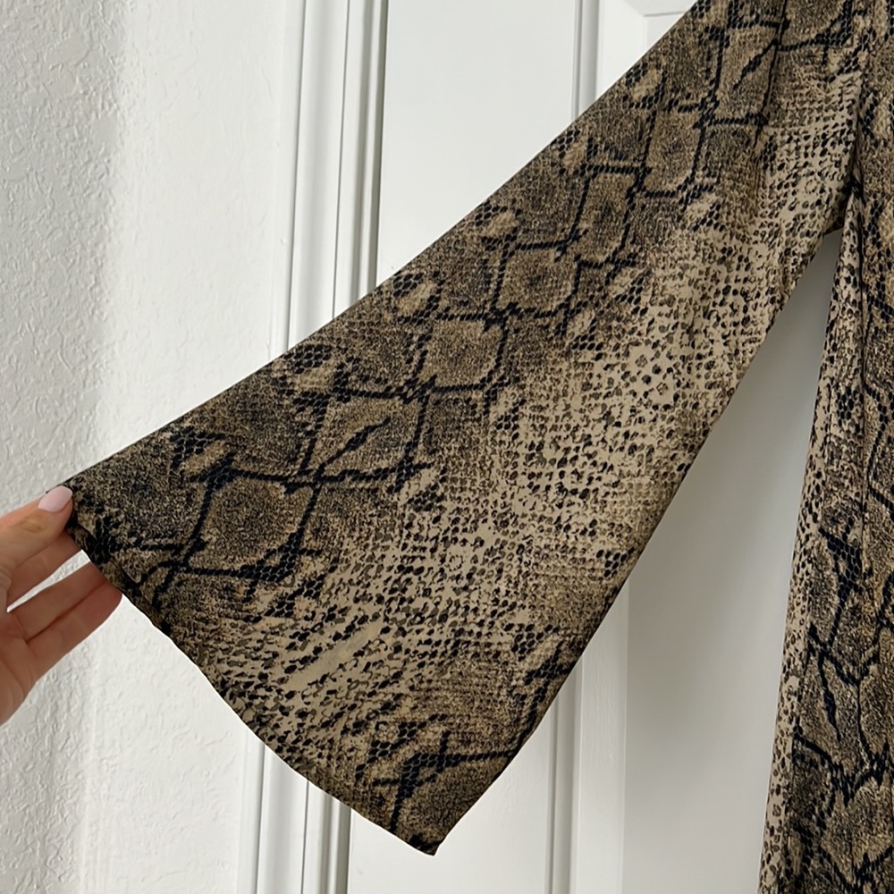 Python Snake Long Sleeve Mini Dress - image 2